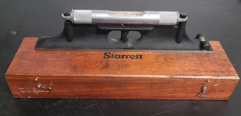 Starrett Machinists Level with Ground and Graduated Vial , 12" Long . With Original Wood Box