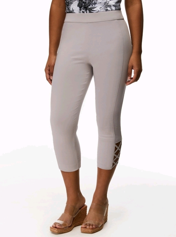 New Size 12 Laura Petites Cross Detail Capris Pants (Light Grey) Retails for $78!