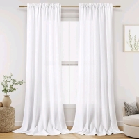 New 52 X 90" Guken White Linen Curtains Stock Photos Used