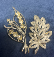 Two Vintage Spray Brooches With n Silver Tone
