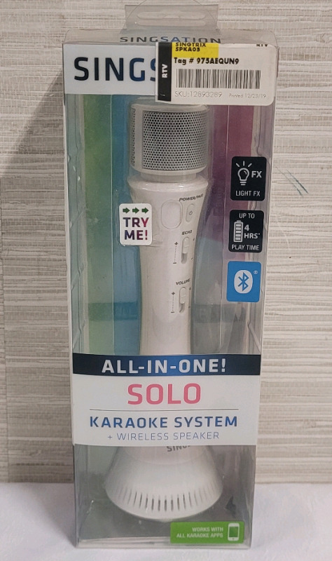 Singsaton All-In-One SOLO Karaoke System & Wireless Speaker . Untested