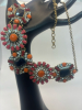 Vintage J Crew Rhinestone Opaque Statement Flower Necklace - 5