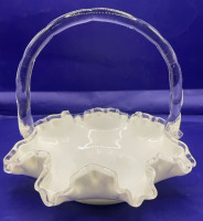 Vintage Unsigned Fenton Silvercrest Basket 8 1/2"