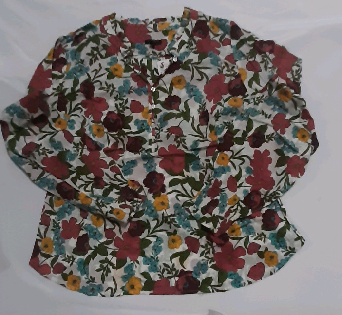 New with Tags Talbots Feminine Floral Stained Glass Blouse Size L P
