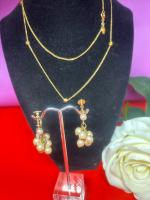 Vintage TRIAD Pearl Cluster Earrings High End VENDOME Chain