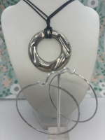 Sterling 925 statement Open Circle Pendant Sterling Large Hoops