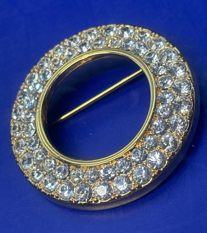 SWAROVSKI Open Circle Crystal Brooch Stamped