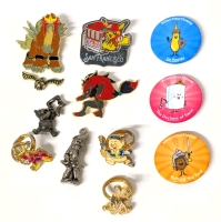 Vintage Disney Kid's Split-Back Rings & Pendants + Modern Enamel POKEMON Pins & #OwnYourThrone Buttons +