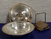 Vintage 10" Silverplate Covered Bowl with Insert Vintage 6 X 4.75" Sardine Server Insert is not present