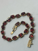 10K Yellow stamped Gold Red Stone Line Bracelet JCR LIND
