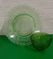 Vintage 10.5" Dish 3.25"H Hobnail Footed Bowl