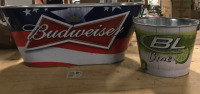 Budweiser Metal Buckets 22&rdquo;x10&rdquo;& 10&rdquo;x7&rdquo;