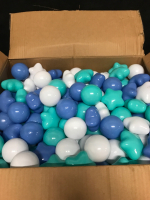 Approximately 200 Plastuc balls & Stsrs for Ball pit 2” per ball