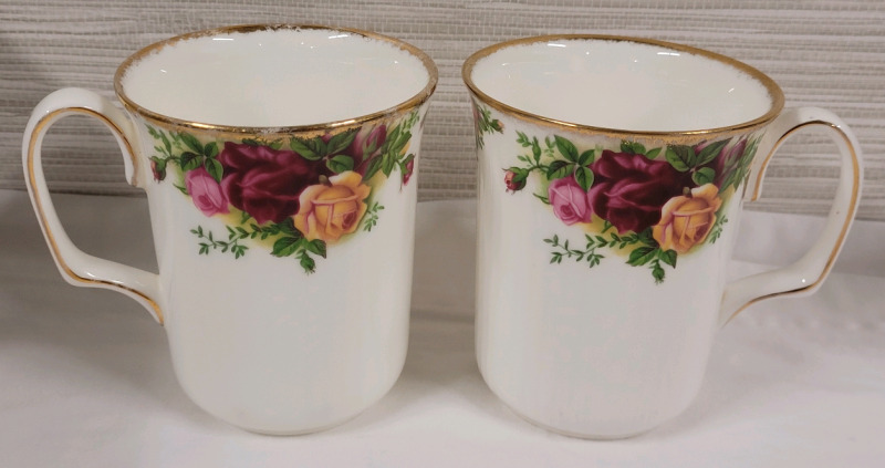 Royal Albert ' Old Country Rose ' Coffee Mugs , Two (2) Mugs . No chips or cracks