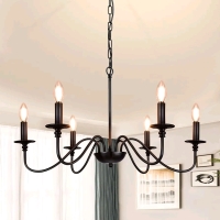 New - DLLT 6-Light Farmhouse Industrial Black Iron Chandelier Lighting