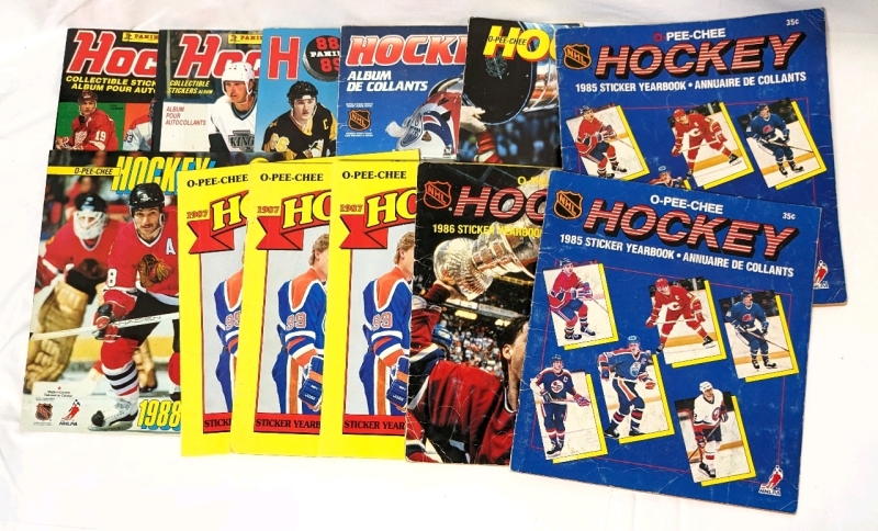 12 Vintage NHL Sticker Albums : O-Pee-Chee & Panini (Mid 80s - Early 90s)