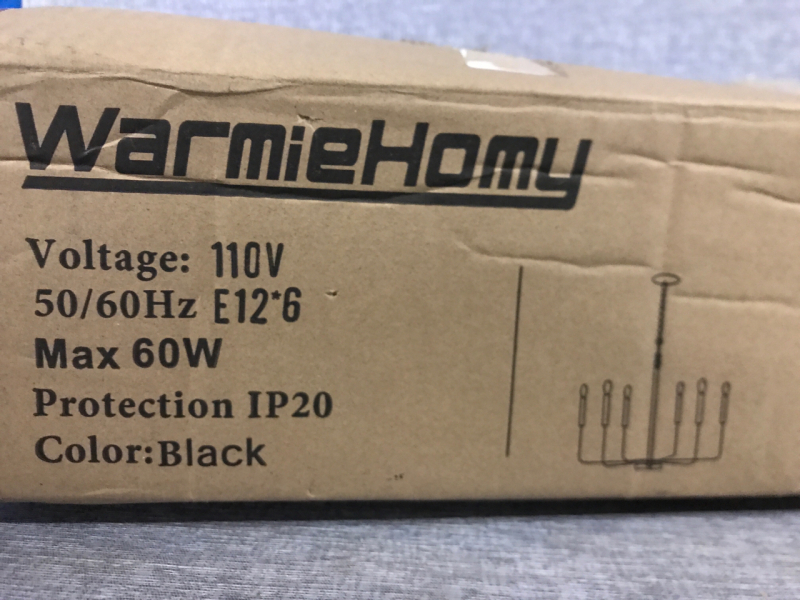 New Warmiehomy pl0085 Black Chandelier 6 Head