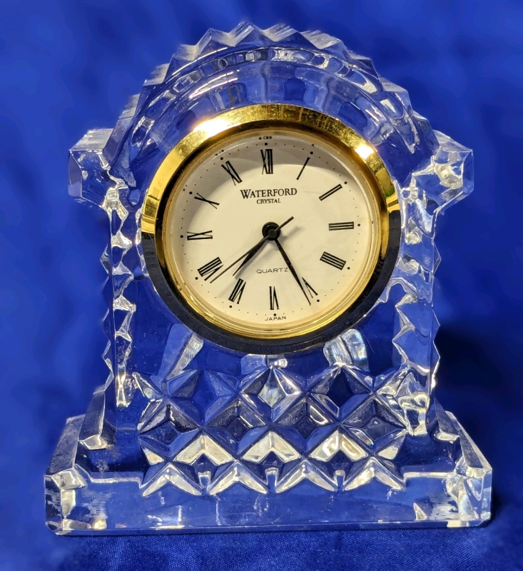 Waterford Crystal Signed Small 2.8" Tall Mantle Clock