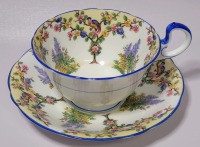 Aynsley Bird of Paradise in Foilage and Trees Cup & Saucer. Both Ring True