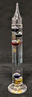 Signed 5-Bulb Multicolored Glass Galileo Thermometer 11.2" Tall