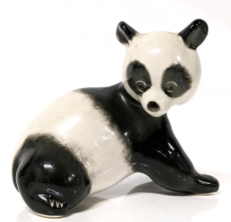 Vintage USSR Lomonosov Porcelain Panda Bear Cub 3.2" Tall