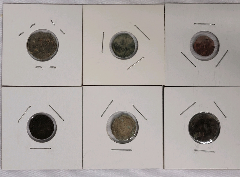 Ancient & Antique World Coins & Tokens in 2×2 Coin Holders . Hard To Make Out Hallmarks on Coins