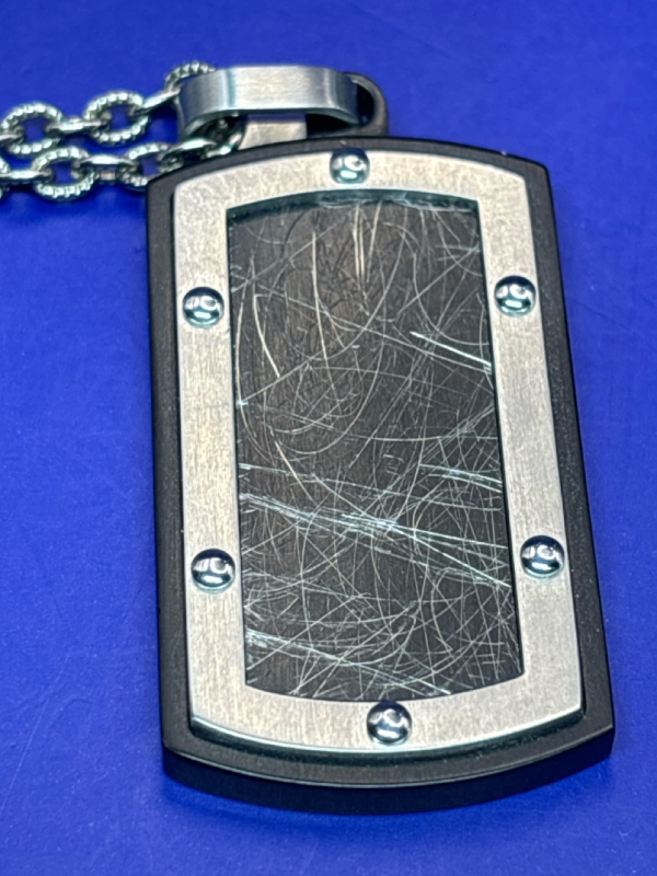 Black Spinel Dog Tag Necklace