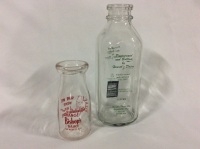 2 Glass Milk Bottles 1/2 Pt & 1 Lt
