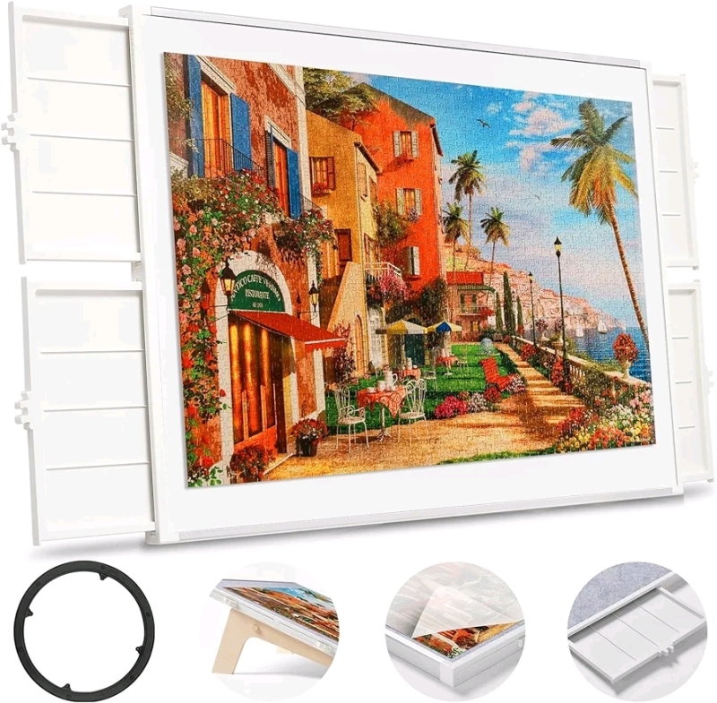 New PITAPITA 1500 Pieces Rotating Puzzle Board with Drawers and Cover - Dual-Sided 35”x27”