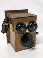 Vintage 1966 Replica Wood Telephone Pencil Sharpener by Silvercraft Co, Boston Mass, Japan 5.25" Tall