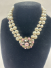 Rhinestone Necklaces Hairclip Statement Hot Pink Earrings - 3