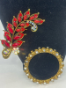 Rhinestone Necklaces Hairclip Statement Hot Pink Earrings - 5