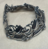 Sterling 7 Double Tulip Plaques Bracelet Boxed Signed 7 x - 4