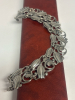 Sterling 7 Double Tulip Plaques Bracelet Boxed Signed 7 x - 6