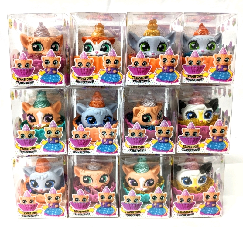 12 New CAKE PETS Transforming Kitty Cupcake Toys 2.25" Tall