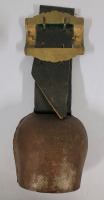 Vintage Cofter Swiss Steel Cow Bell With Brass Buckle & Leather Strap . Measures 15" Long .