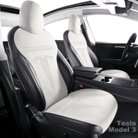 New Tomatoman Tesla Model 3 Model Y Car White Seat Covers Full Set Compatible with 2023 2022 2021 2020 2019 2018 2017 Suede Cushions Lightweight