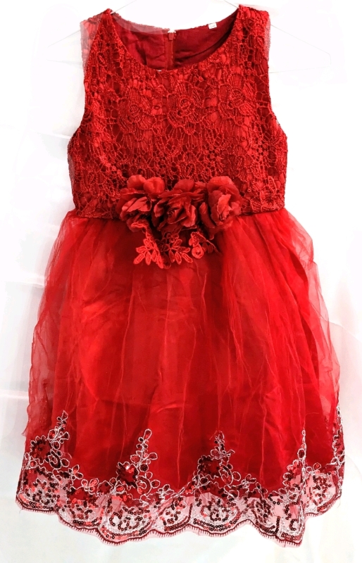 Absolutely Darling New Red Sequin & Lace Child's Dress (Size 150)