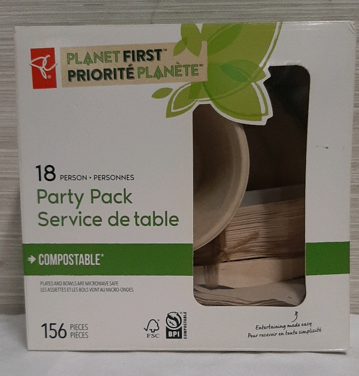 PC Party Pack of Compostable Utensils Bowls Plates