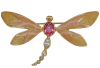 Dragonfly KJL Rhinestone Enamel Brooch signed - 2