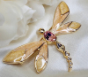 Dragonfly KJL Rhinestone Enamel Brooch signed - 3