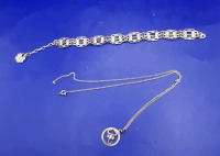 Sterling Silver Pendant on l8" Chain 6.5" Sterling Silver Filagree Bracelet with Extender