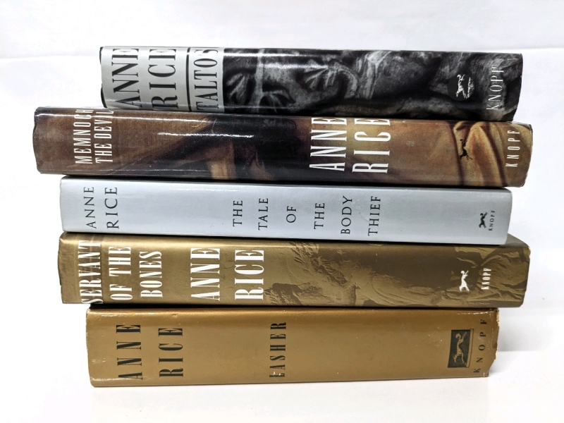 4 Anne Rice Hardcover Novels + 1 Paperback: Lasher, Servant of the Bones, The Tale of the Body Thief, Memnoch the Devil, Taltos