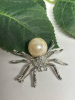 Spider Brooch Rhinestones Large Faux Pearl - 2