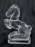 Vintage L.E. Smith Clear Art Glass Horse Statue Bookend Figure 8" Tall