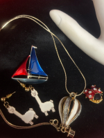 Superb Enamel Lady Bug Hot Air Ballon Llamas Sailboat Jewelry