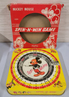 1950’s Mickey Mouse Spin N’ Win Game w/Original Box . Tin Lithographed Toy . Game Pieces Not Included