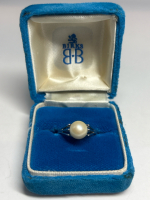 Fresh Water Pearl Ring 6 Claw Set Boxed stamped