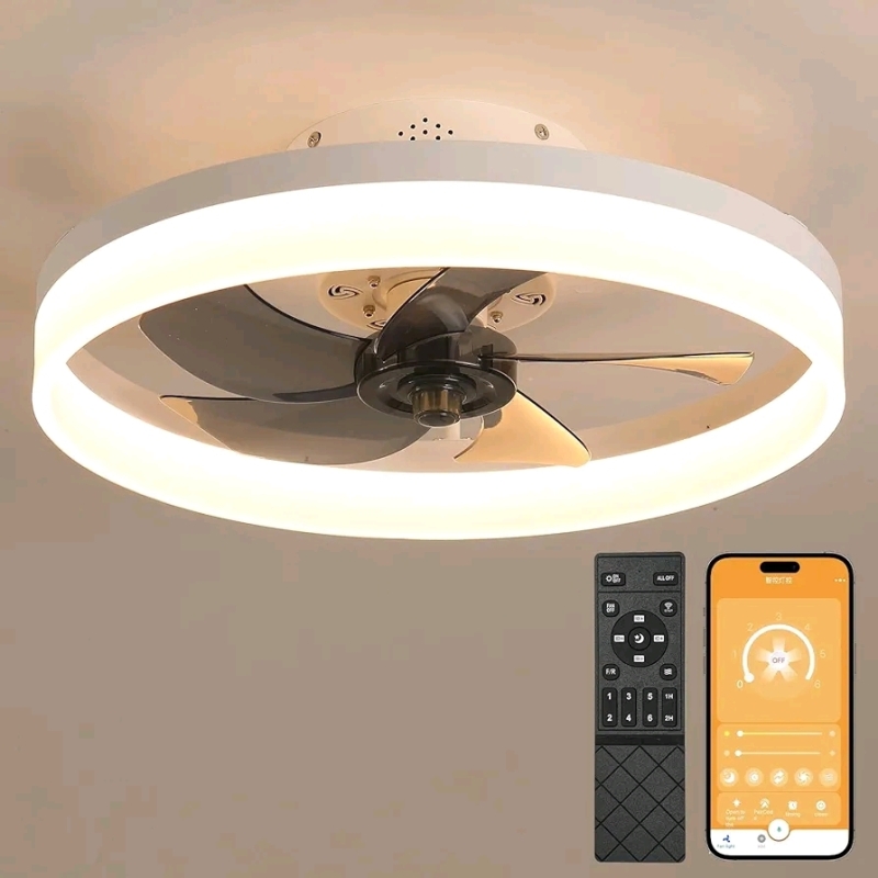 New Mossco 19.7"' Ceiling Fan With Lights, Semi-enclosed Flush Mount Low Profile Fan - Model 8225C-500