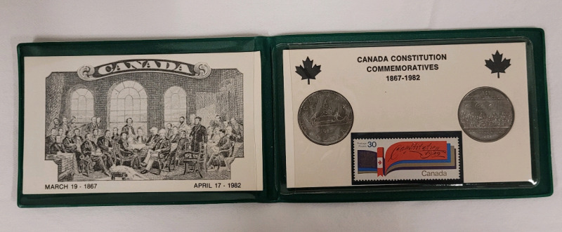 1982 (1876-) Canadian Constitution Commemoratives Double Dollar & Stamp Set
